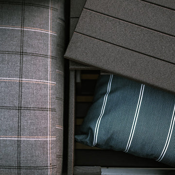 Close up image of furniture and pillow fabric