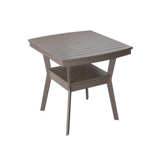 Square outdoor table with a shelf