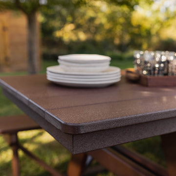 Amish Country edge of table with plates on top
