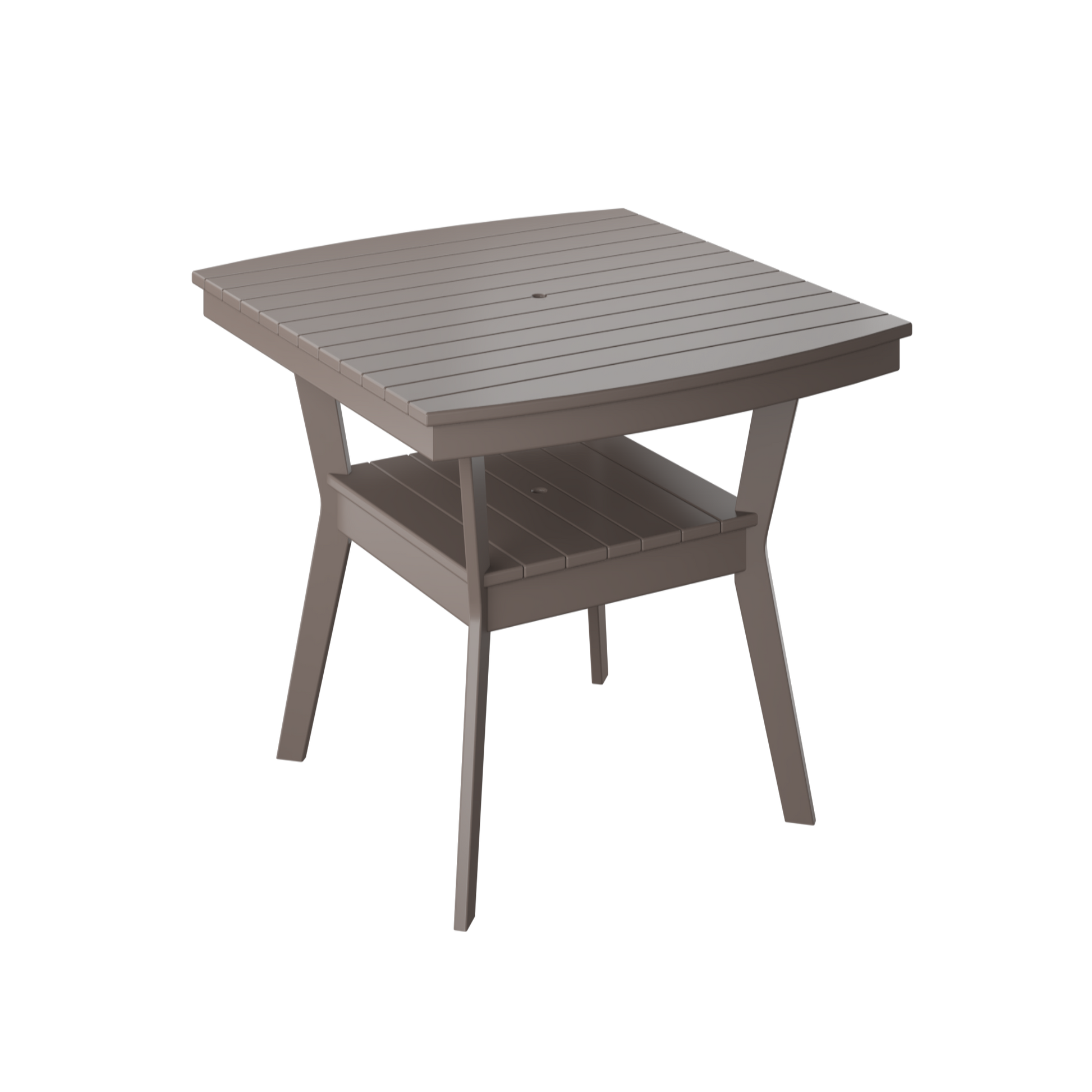 Square outdoor table with a shelf 