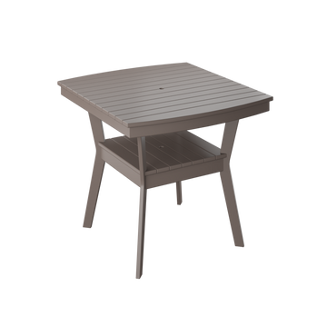 Square outdoor table with a shelf 